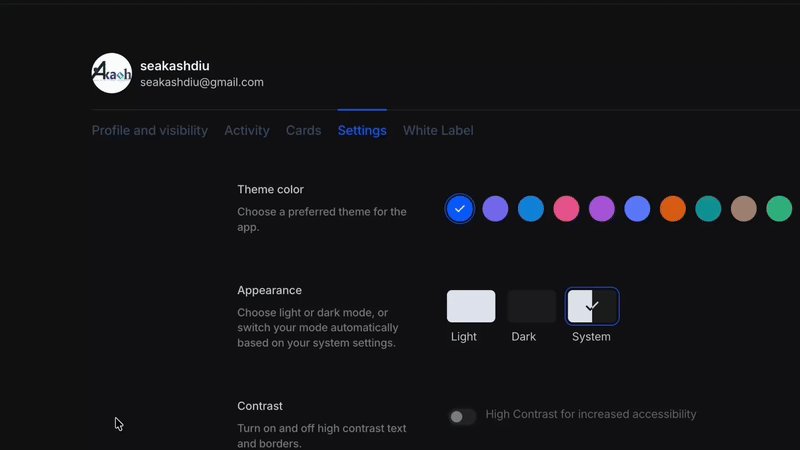 Zoobbe customization — theme colors and dark mode